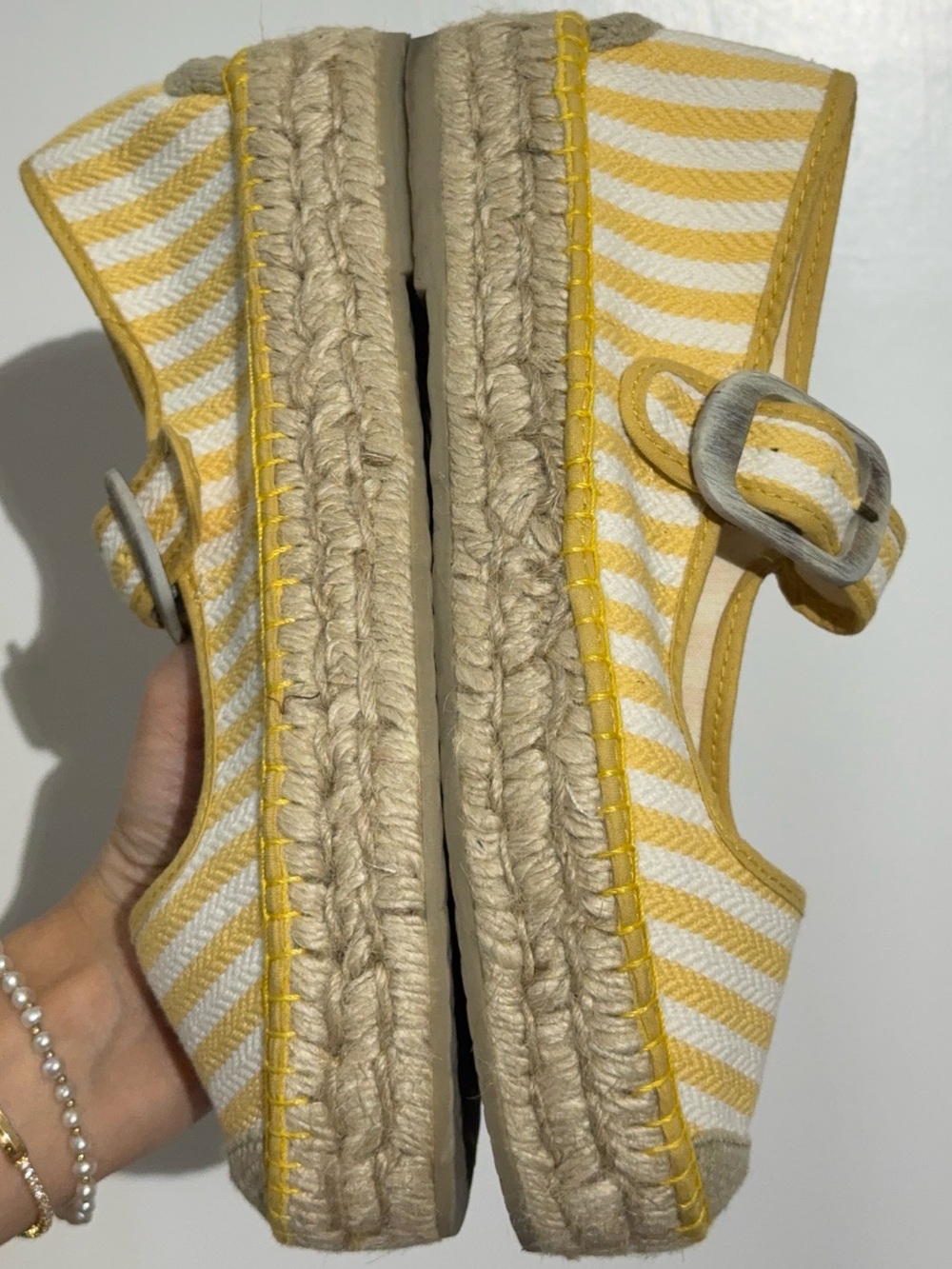 NWOT Free People Surfside 2.0 Espadrille Platform Mary Janes, Lemon Zest - Picture 9 of 15